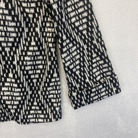 NWT Chicos Knit Jacket Size 1 Womens Medium (8) Black White Diamond Open Blazer - Picture 3 of 14